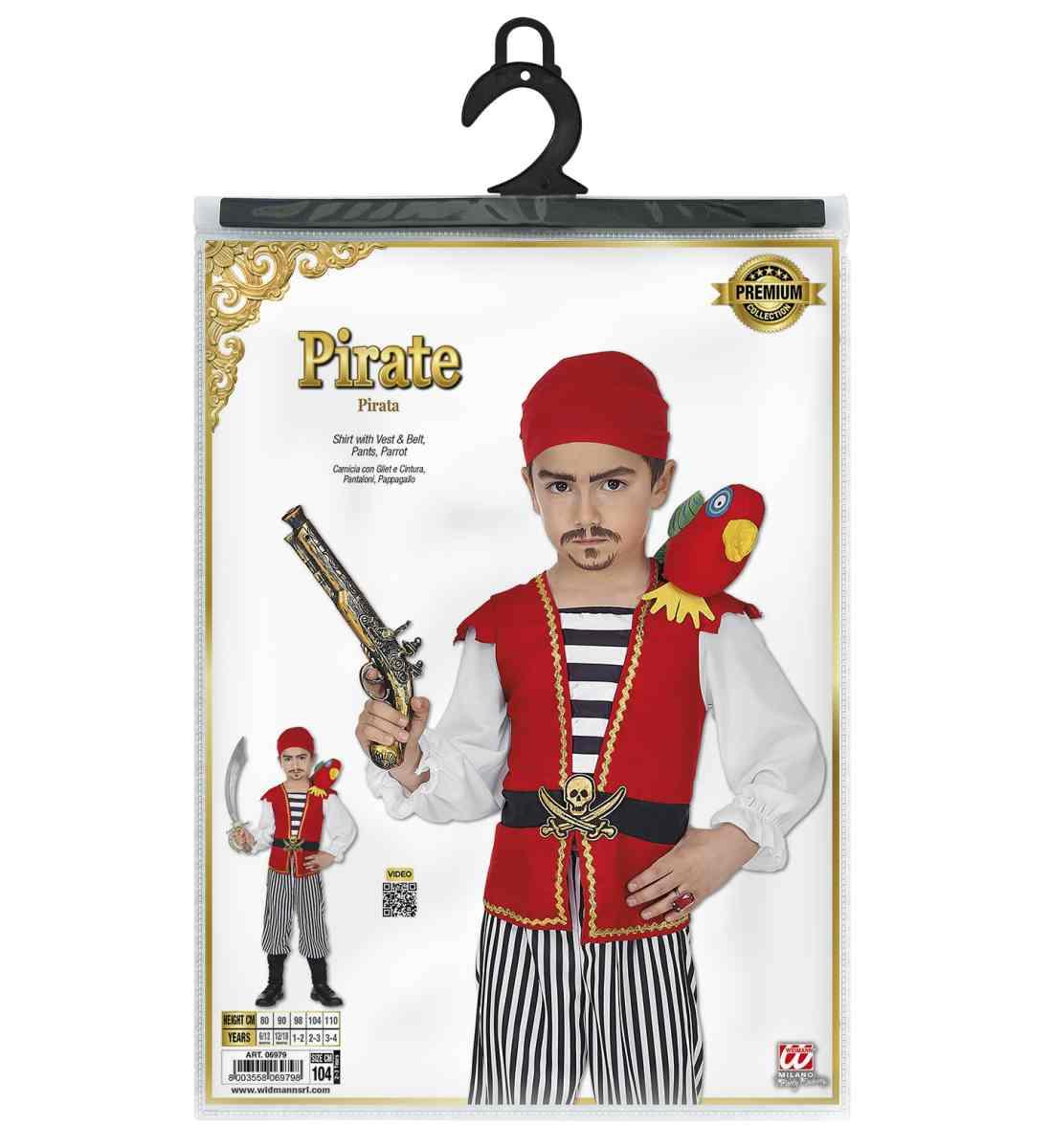 Costume bambino pirata  con pappagallo