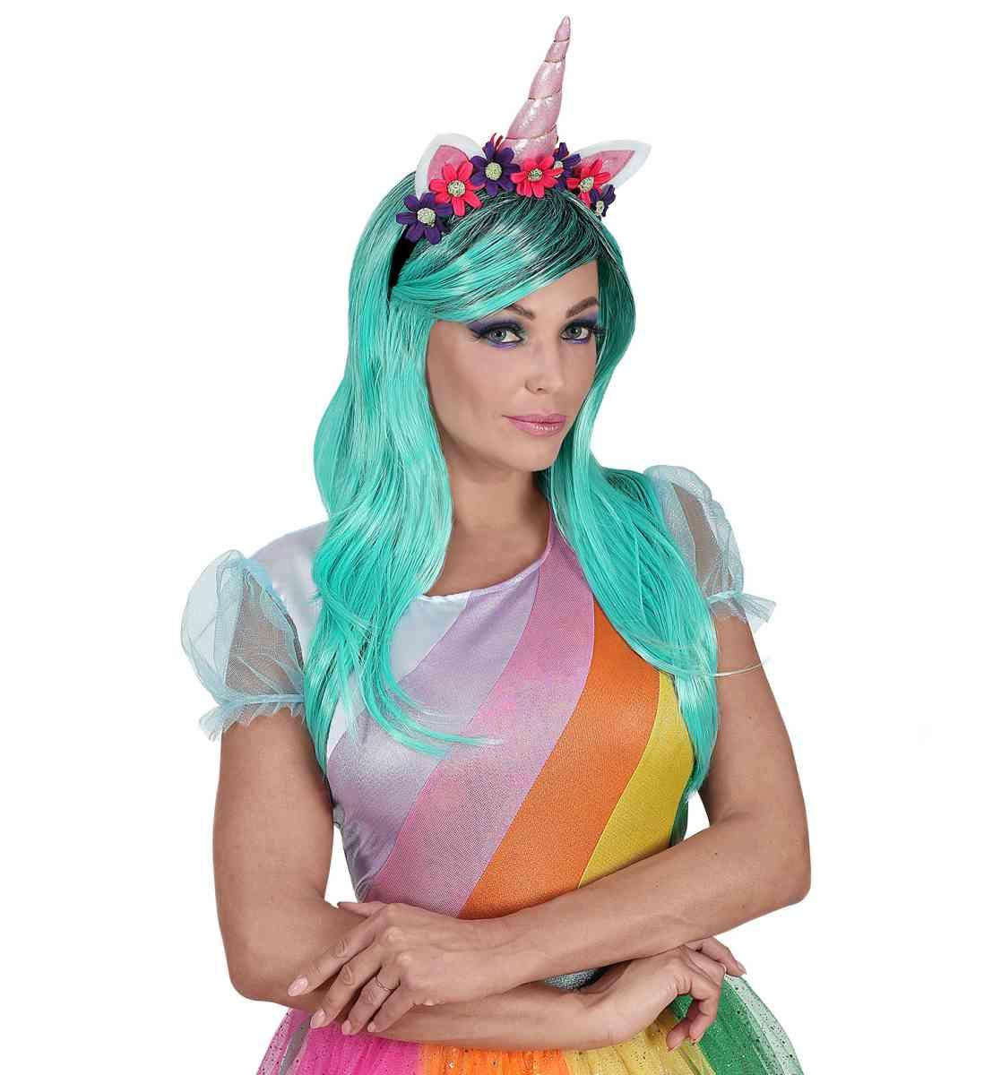 Parrucca con cerchietto unicorno 46942