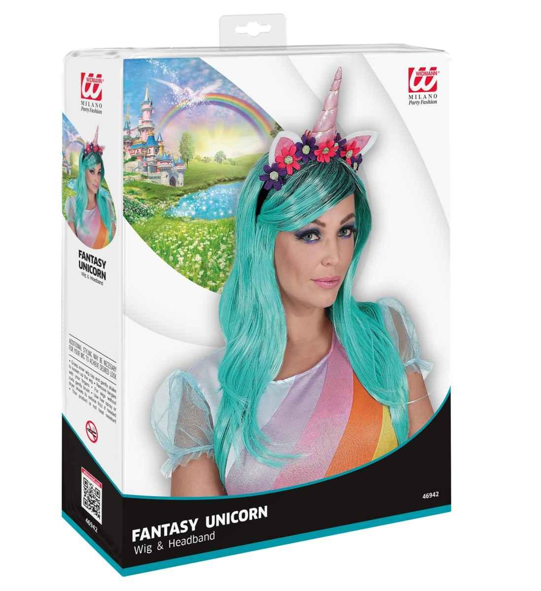 Parrucca con cerchietto unicorno 46942