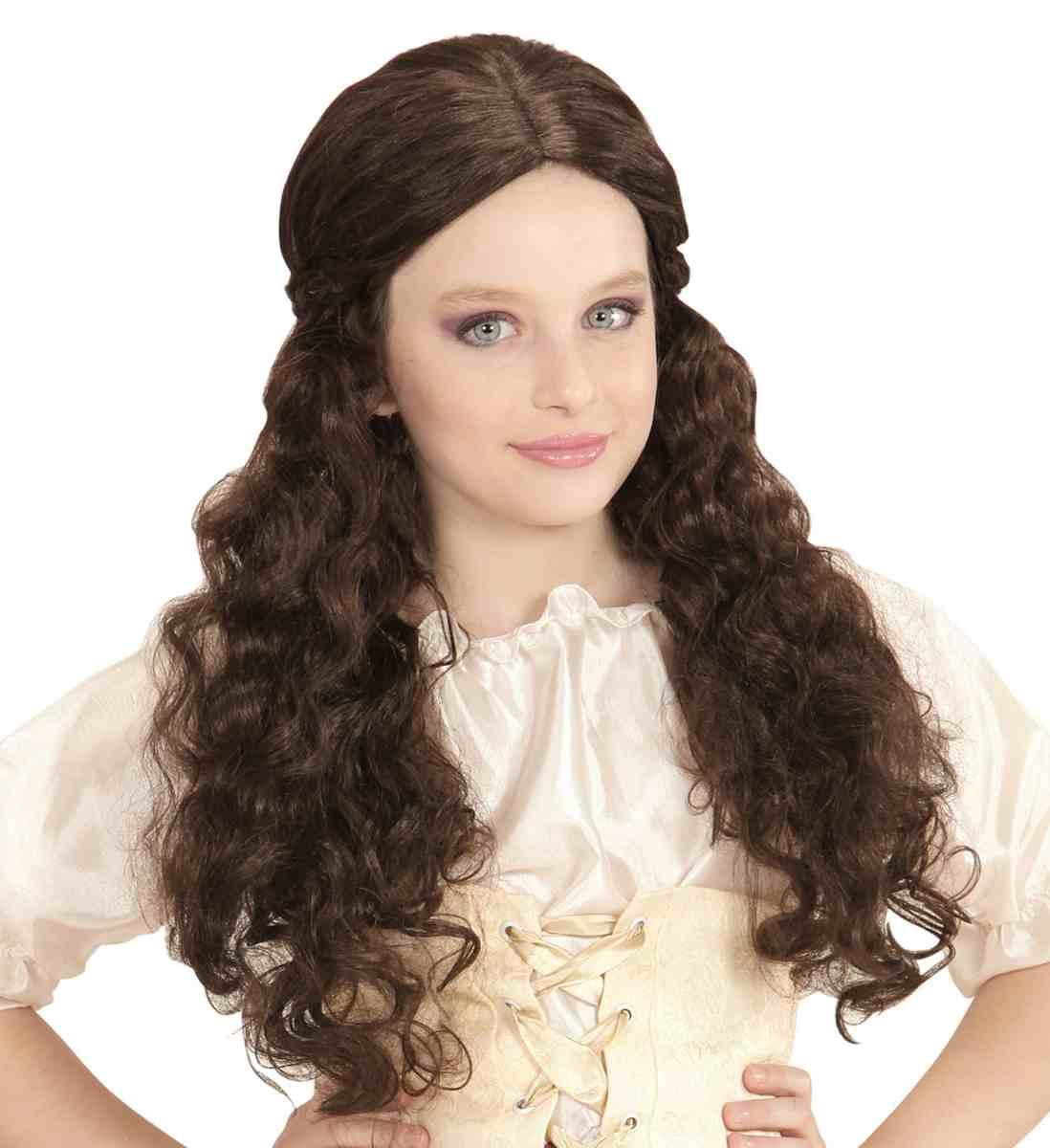 Parrucca ragazza medievale castano 74598
