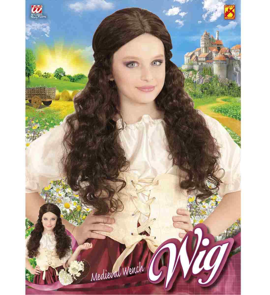 Parrucca ragazza medievale castano 74598