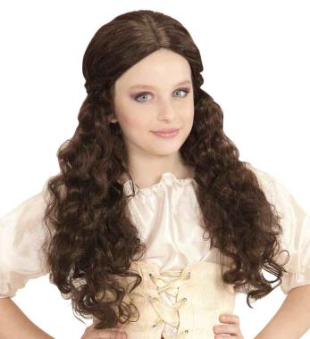 Parrucca ragazza medievale castano 74598