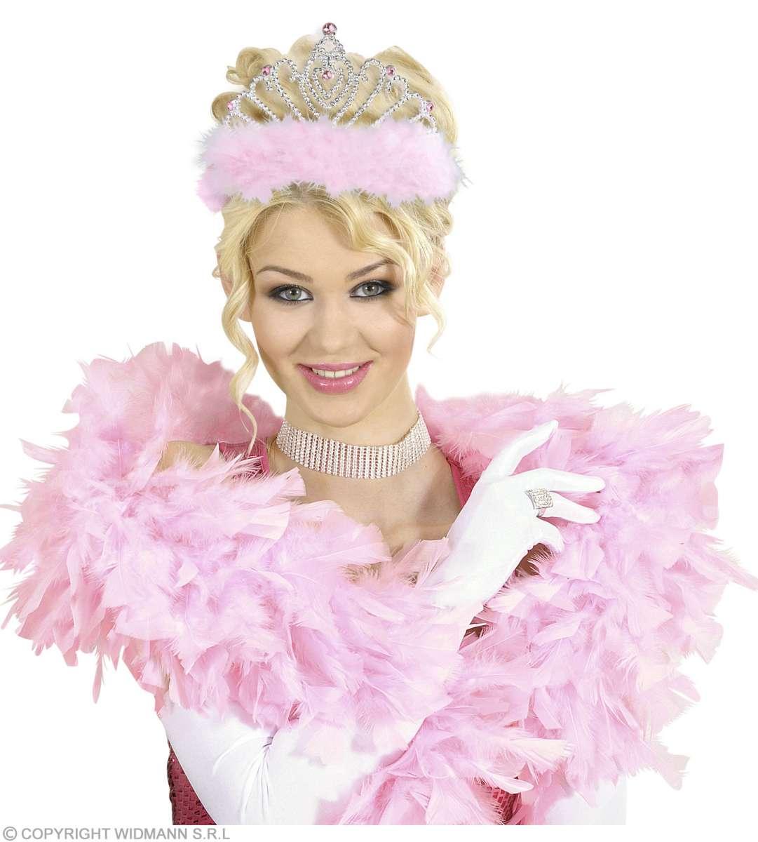 Tiara con marabou rosa   88661