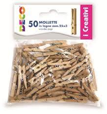 Deco mini mollette in legno 25x3mm 50 pz