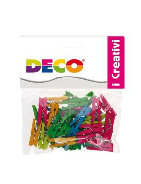 Mollette in legno 25mm colori neon 45pz