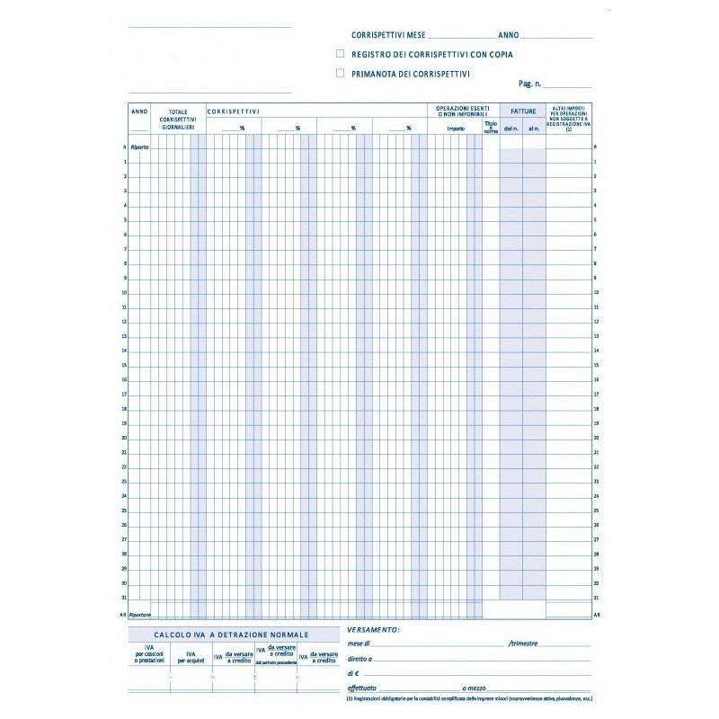 Registro corrispettivi 24x30 12mesi ocl