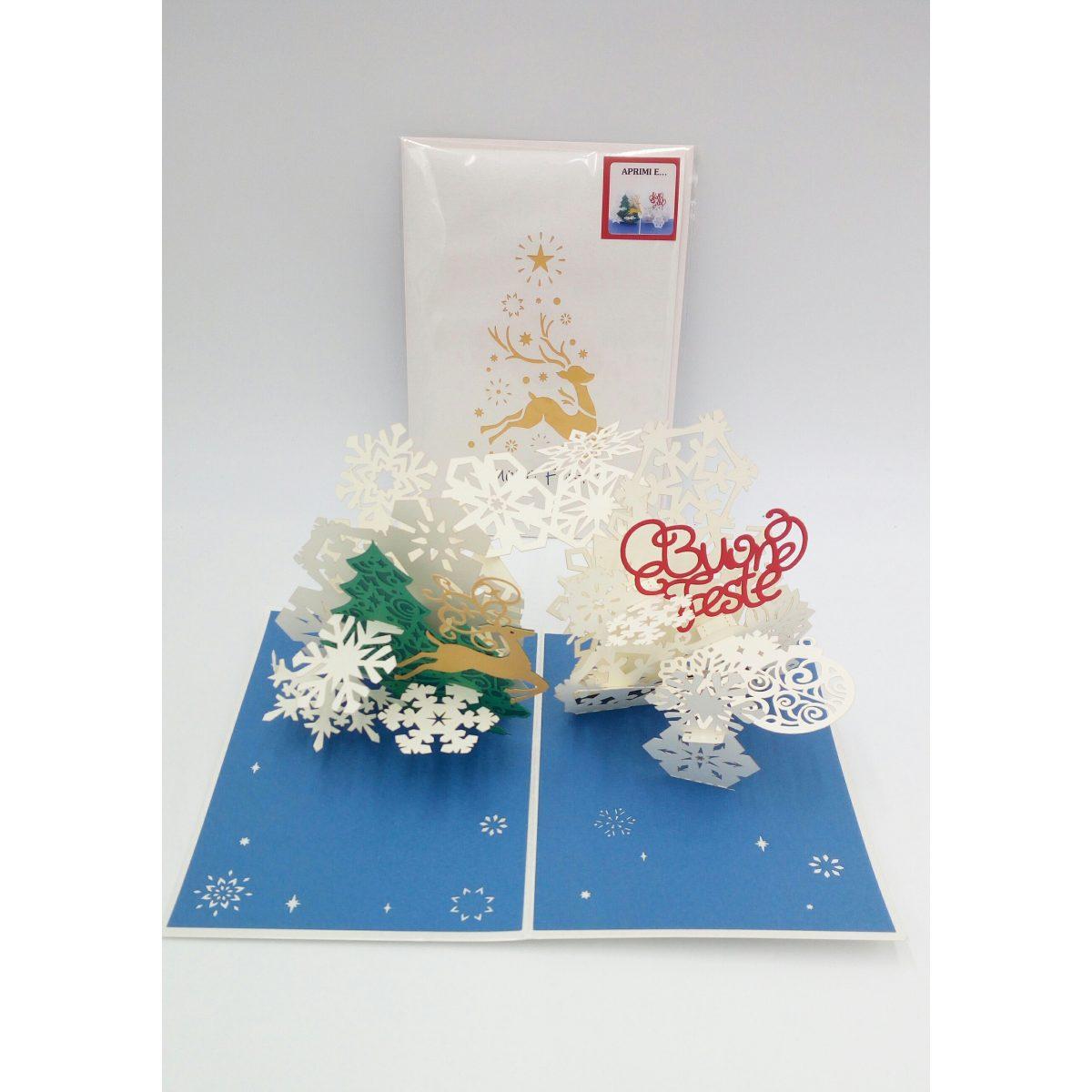 Origamo biglietto fiocchi di neve natale