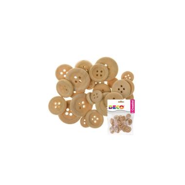 Bottoni in legno naturale assortiti 30 pz