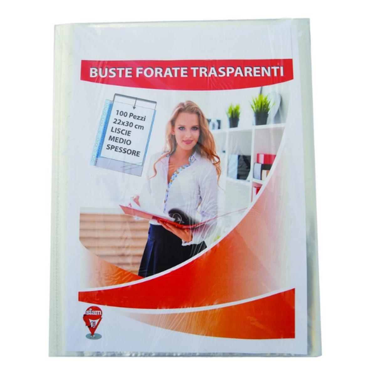 Buste forate portalistino medio  22x30 cm  50 pz