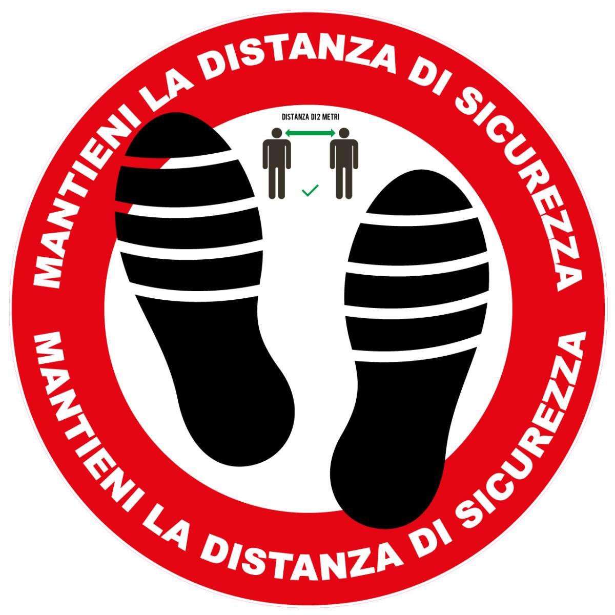 Adesivo circolare da pavimento antiscivolo distanziamento 24cm