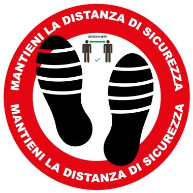 Adesivo circolare da pavimento antiscivolo distanziamento 24cm