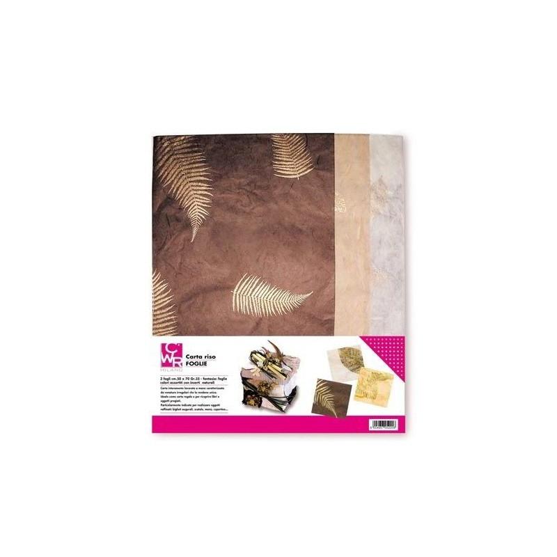 Carta di riso tema foglie cm 50x70 buste 3 fogli