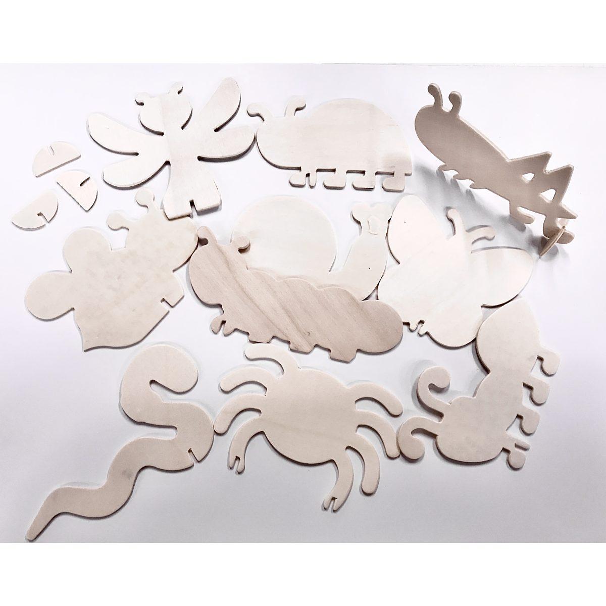 Sagome in legno animali assortiti  con supporto set 10 pz