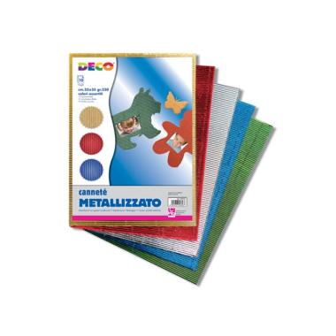 Cartone ondulato cannete' metallizzato cm 25x35 colori assortiti conf 10 fogli