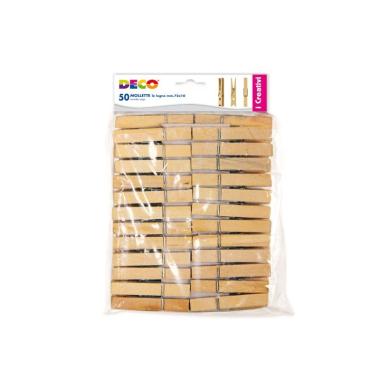 Mollette in legno mm 72x10  colore naturale busta 50 pz