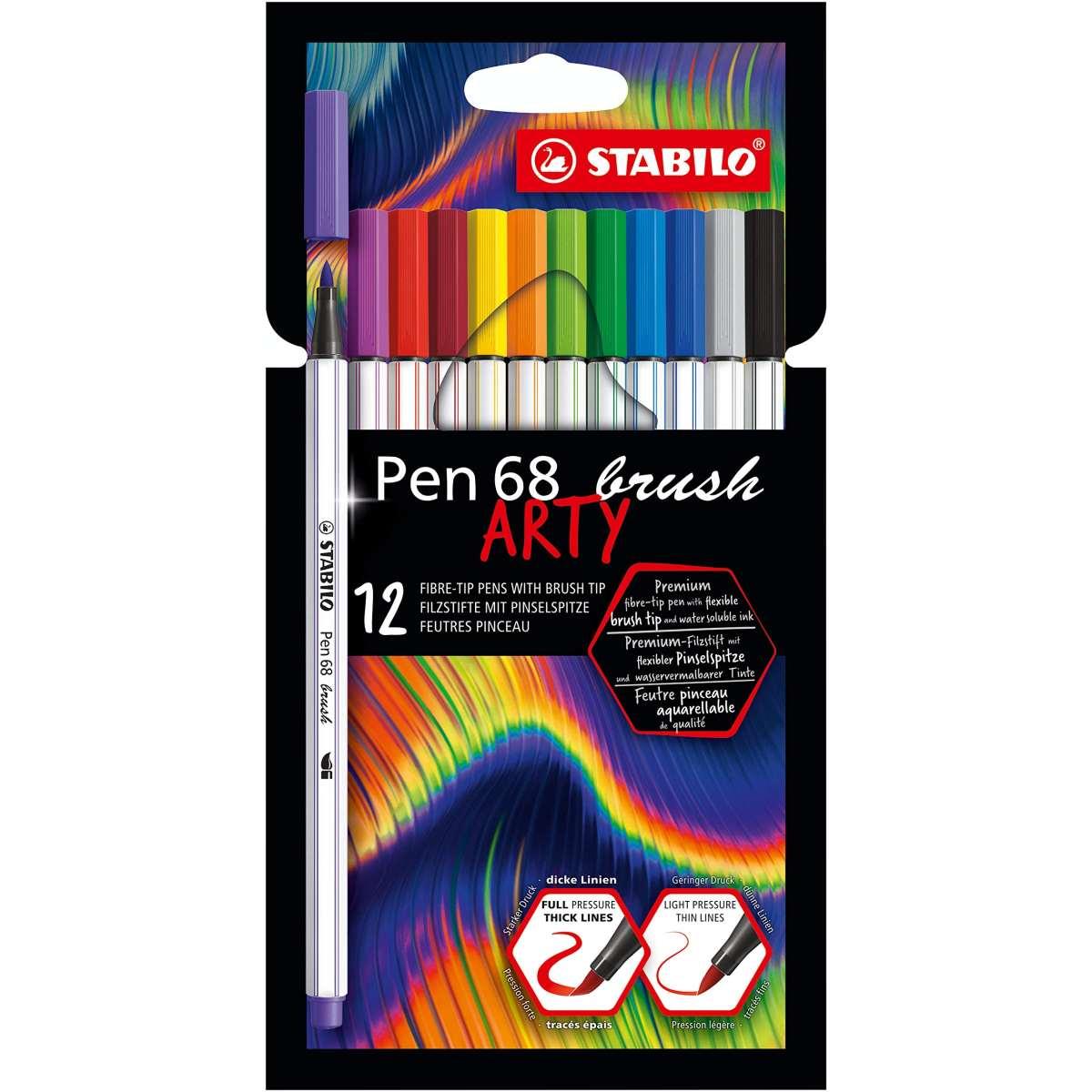 Stabilo pen 68 brush arty confezione 12 colori