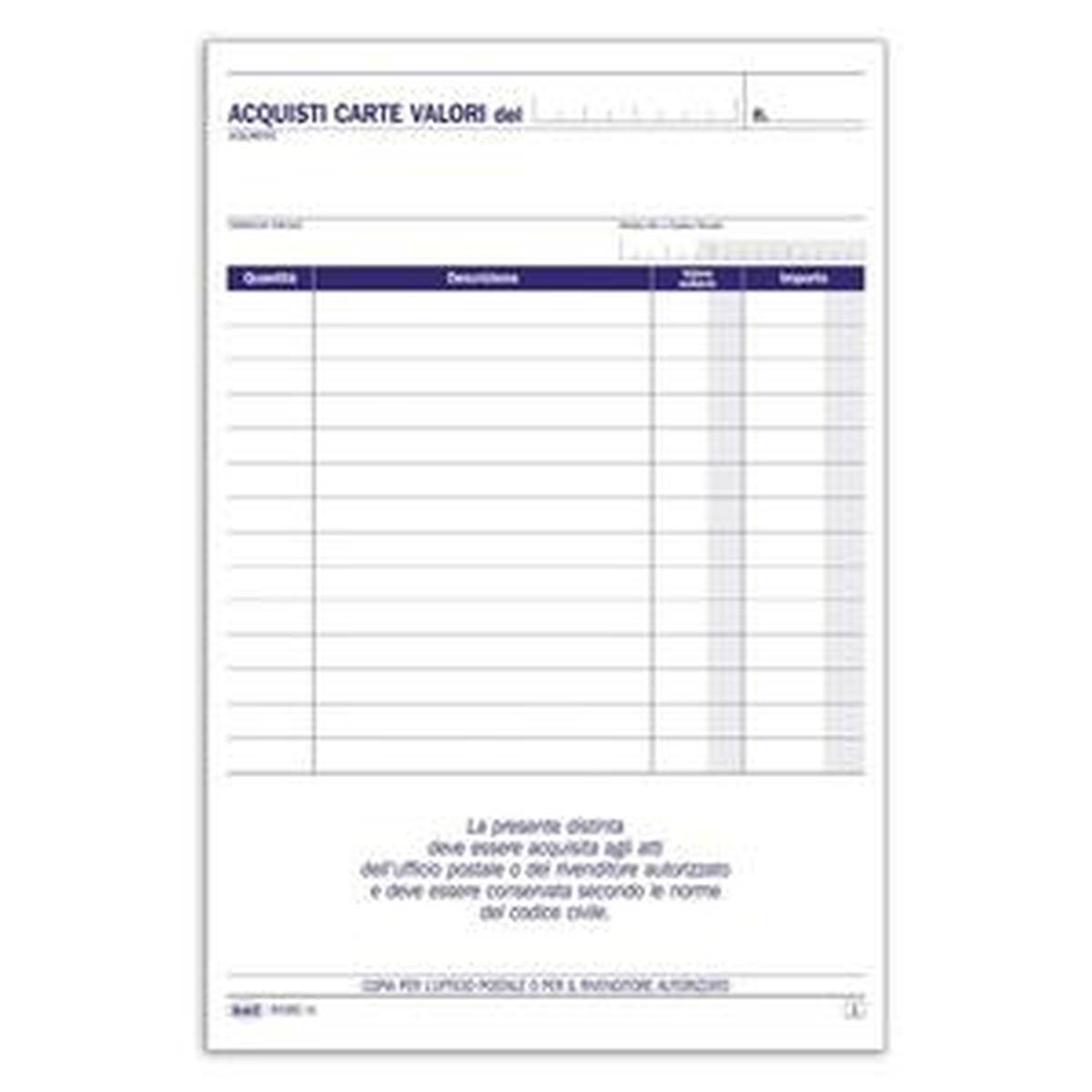 Acquisti valori bollati autoricalcanti