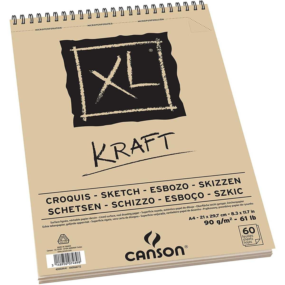 Blocco schizzo spiralato xl kraft a4 60ff 90gr