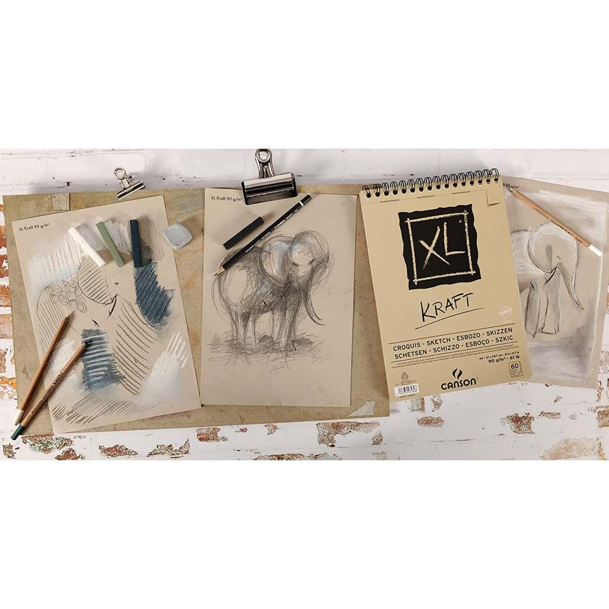 Blocco schizzo spiralato xl kraft a4 60ff 90gr