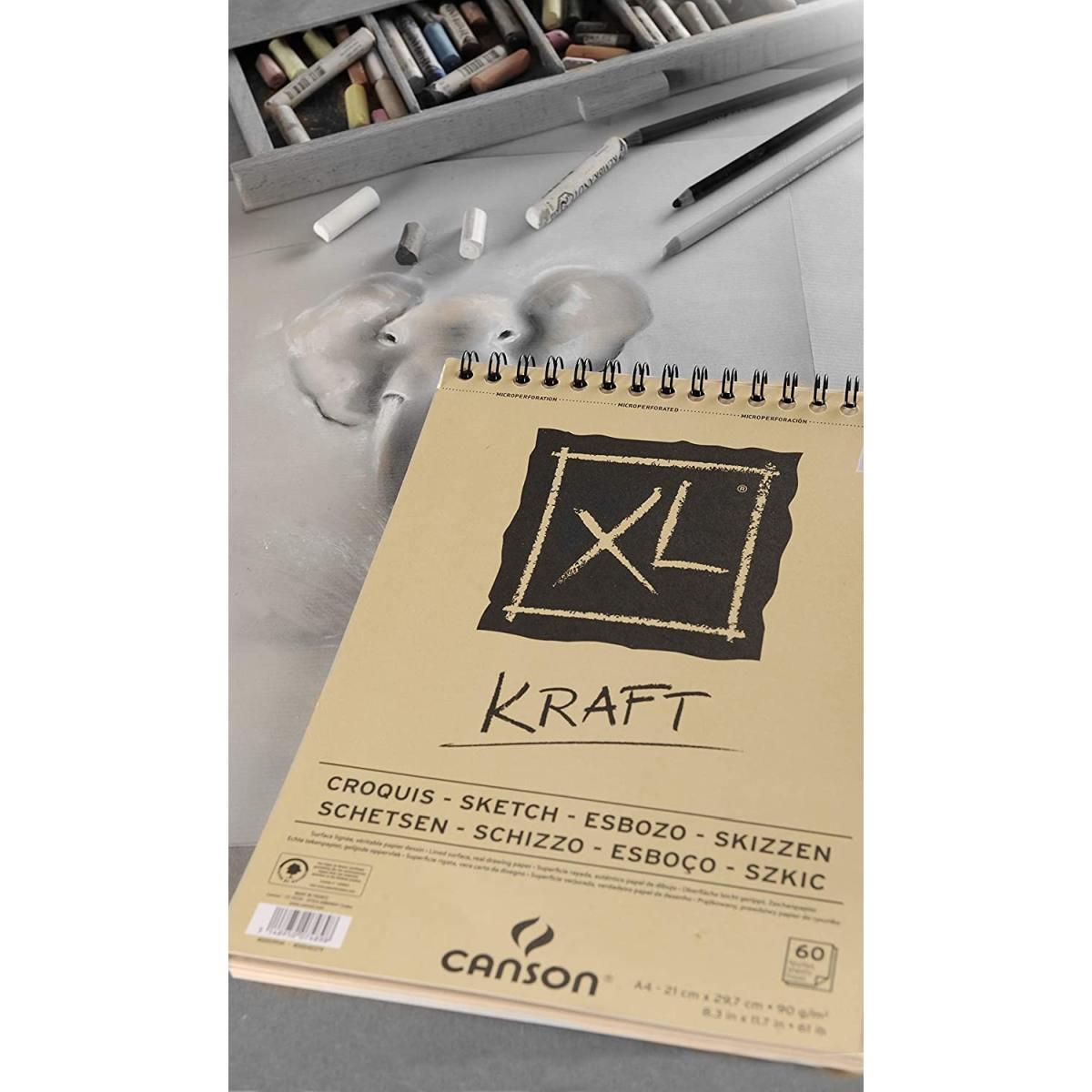 Blocco schizzo spiralato xl kraft a4 60ff 90gr