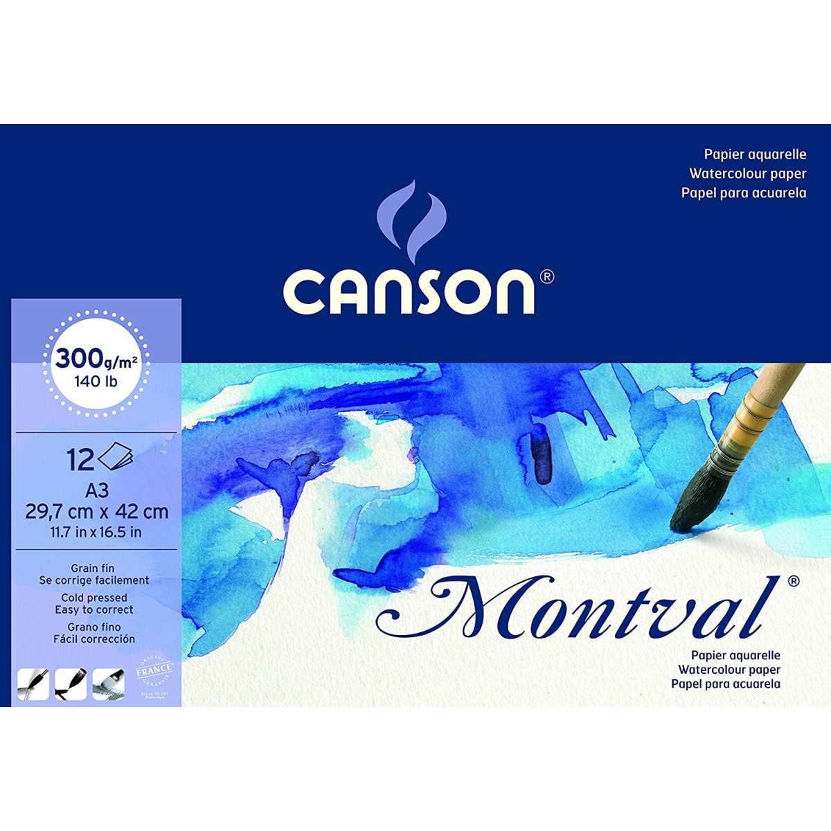 Canson blocco montval 12 fogli a3 300 gr
