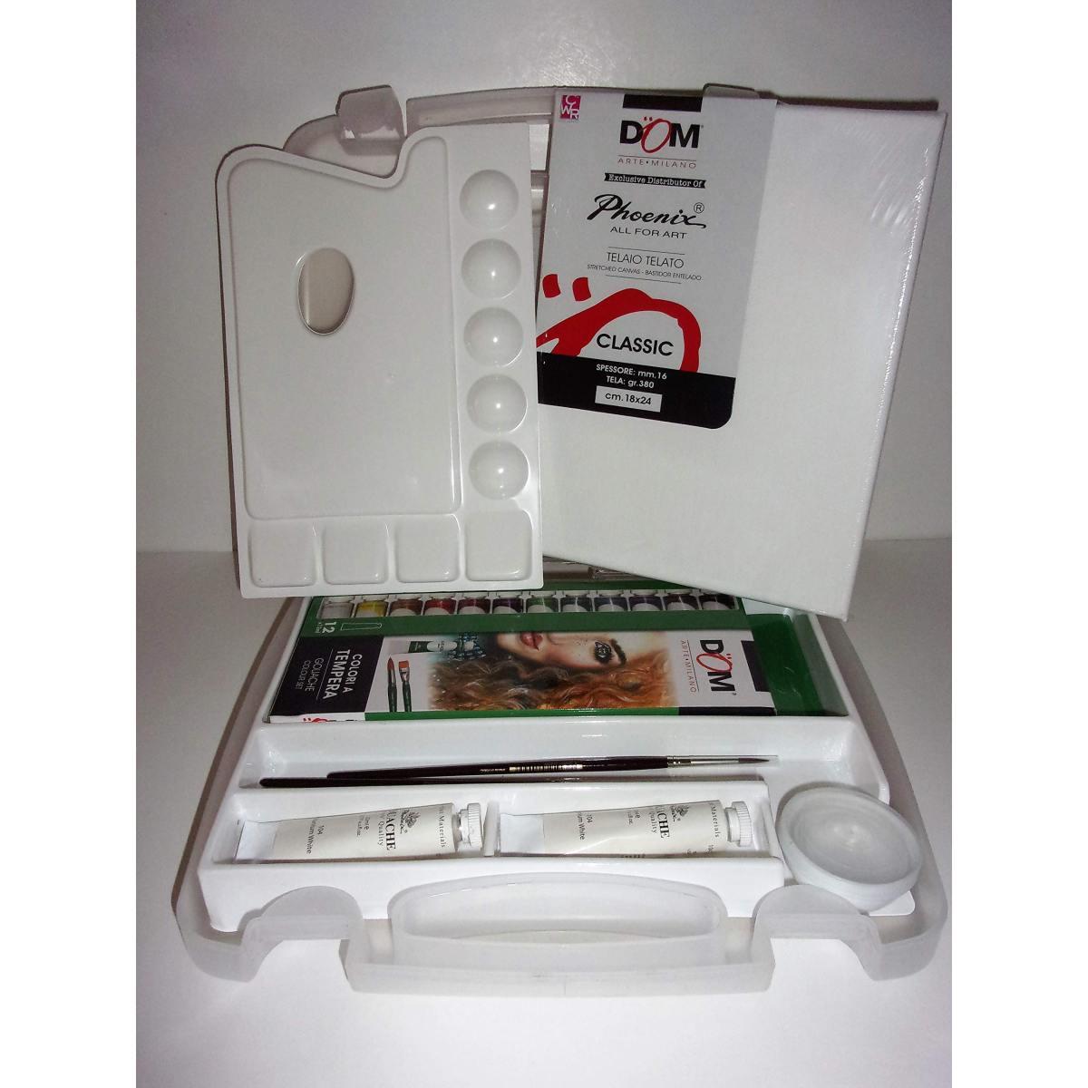 Colori a tempera valigetta 12+2 tubi + accessori