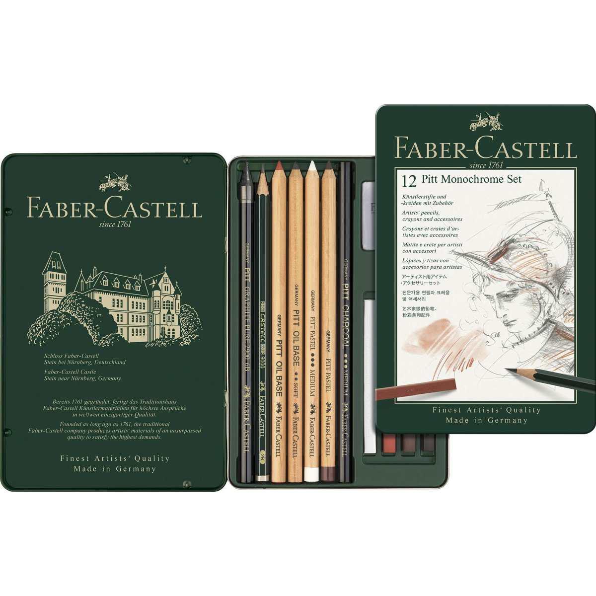 Faber-castell pitt monochrome set da 12pz