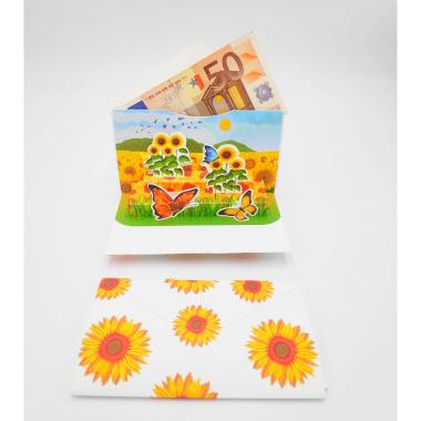 Biglietto portasoldi origamo girasoli