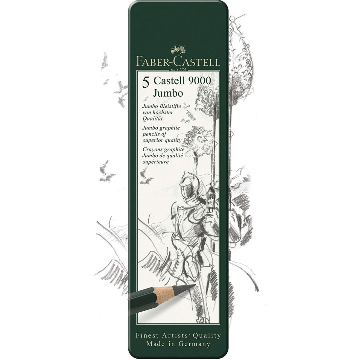 Astuccio in metallo con 5 matite di grafite castell 9000 jumbo