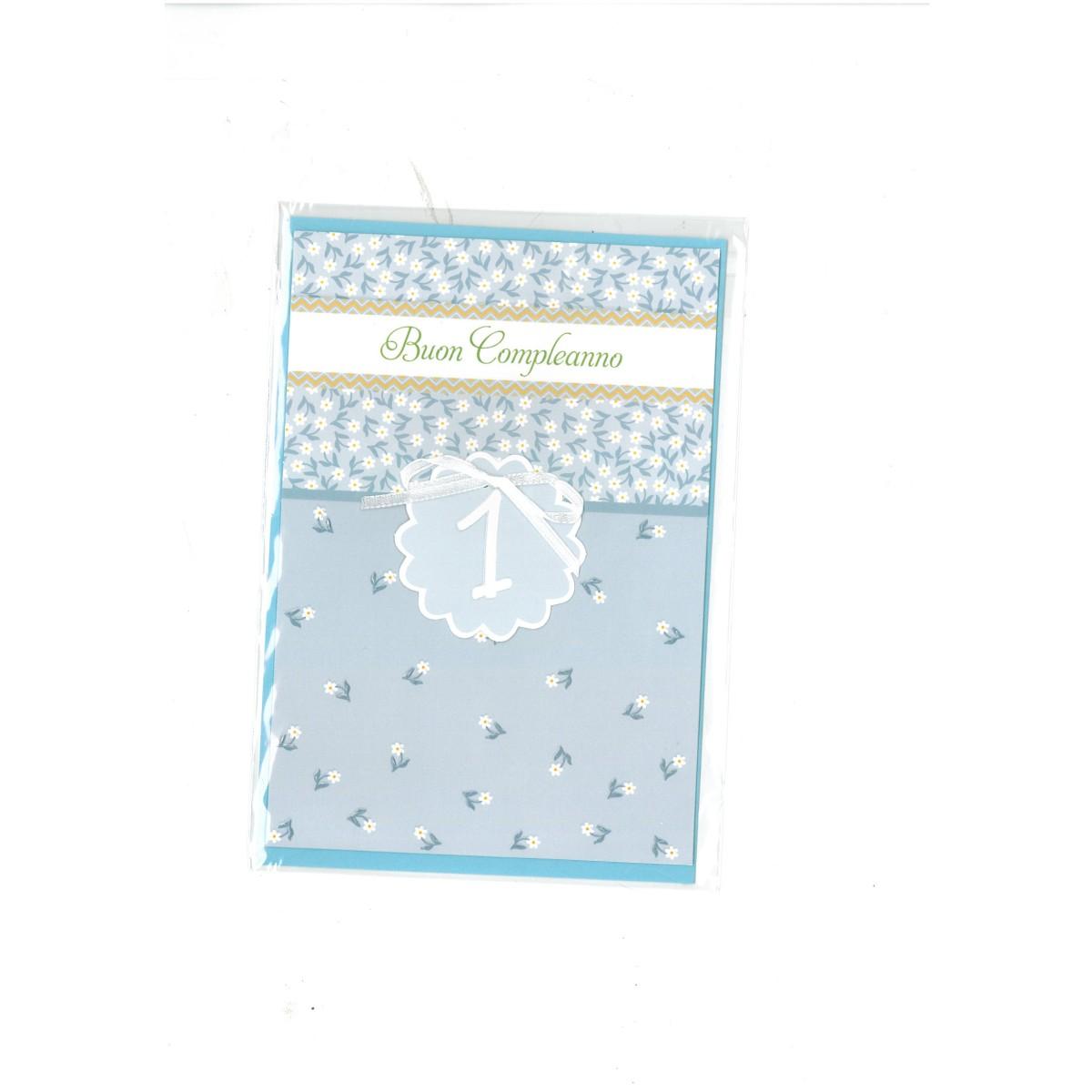Biglietto buon compleanno con applicazione 1 anno