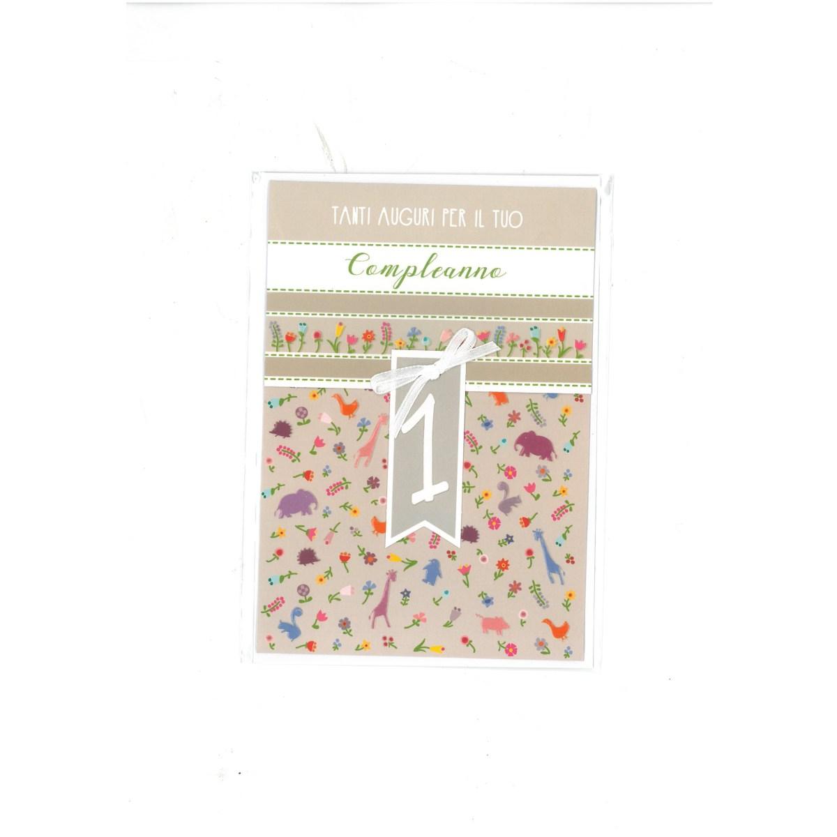 Biglietto buon compleanno con applicazione 1 anno