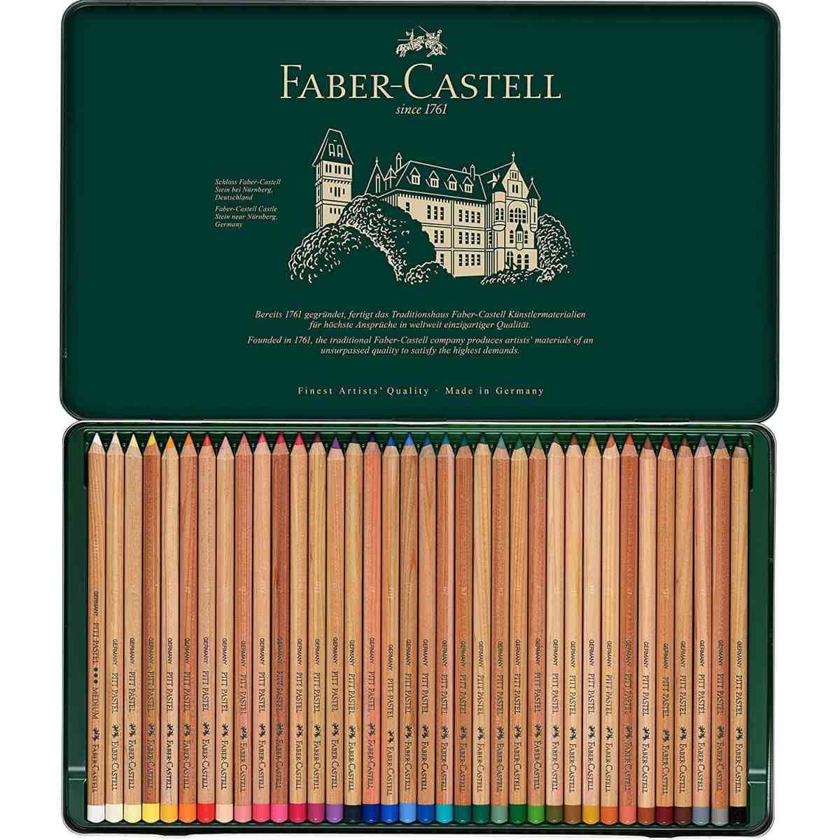 Astuccio in metallo da 36 matite pastello pitt pastels