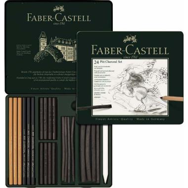 Faber castell pitt charcoal set metallo da 24 pezzi