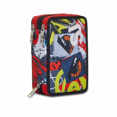 Astuccio 3 zip sj gang facce new da sj boy jet black