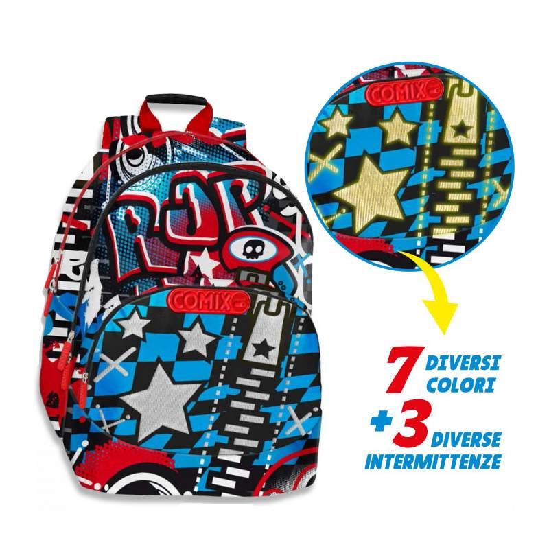 Zaino  3 scomparti bright (3 intermittenze) comix