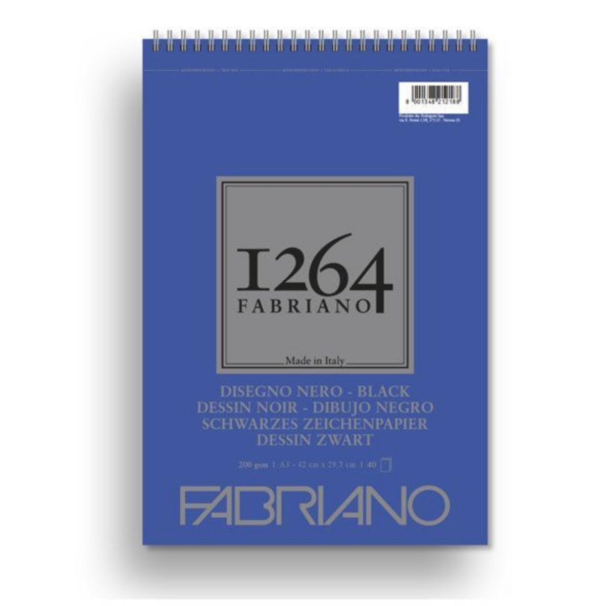 Fabriano blocco 1264 per disegno nero  a3 gr.200/mq fogli 40