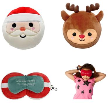 Cuscino da viaggio natalizio con maschera