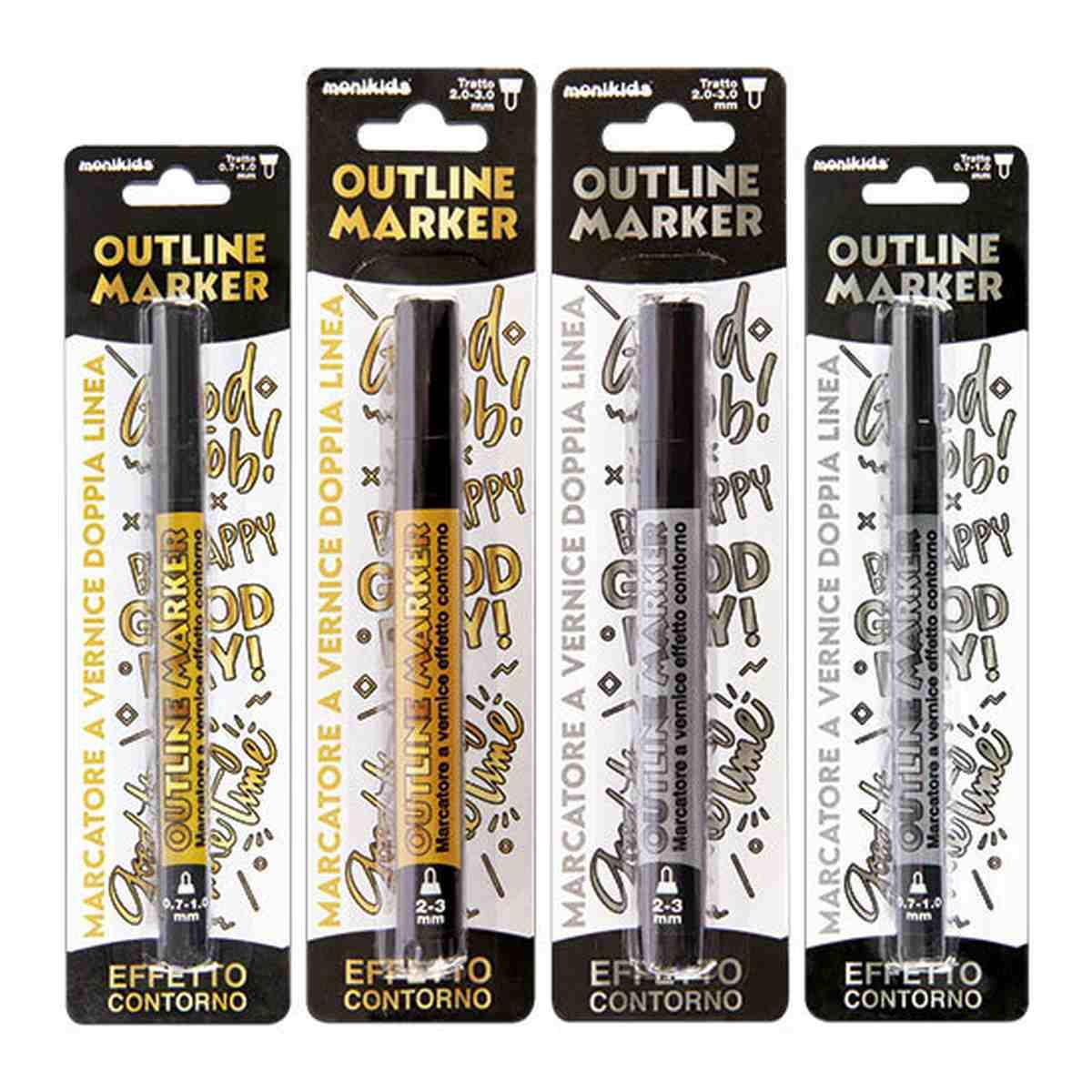 Marcatori a vernice doppia linea effetto contorno 0,7-1,0 mm