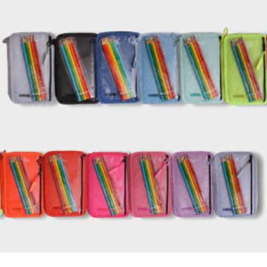 Astuccio 4 zip con tasca tinta unita