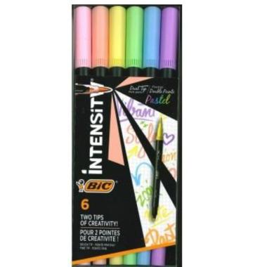 Pennarelli intensity brush dual tip pastel conf da 6 pezzi
