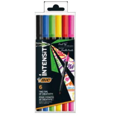 Pennarelli intensity brush dual tip colori forti conf da 6 pezzi
