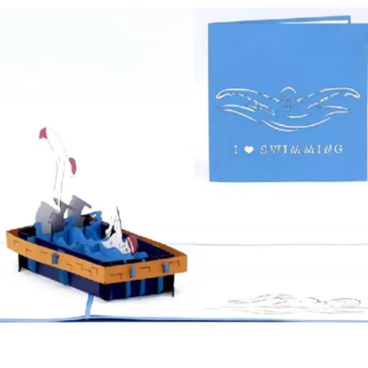 Biglietto di auguri origamo nuoto