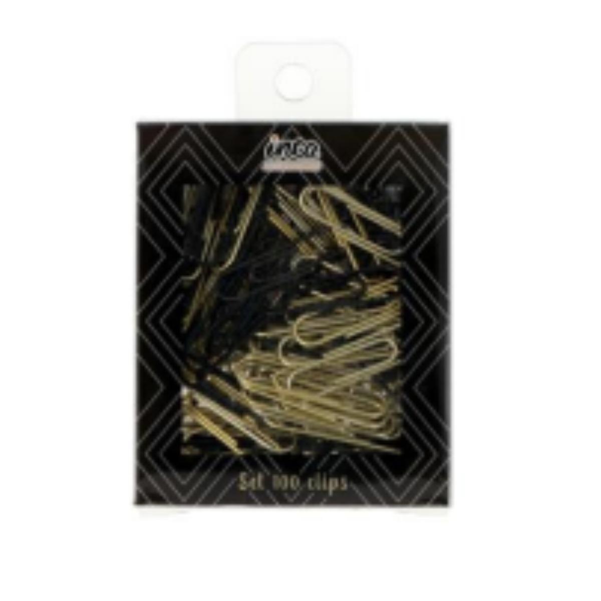 Set 100 clips colore oro e nero 3,2 cm