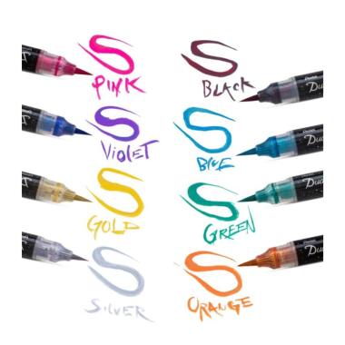 Penna pentel dual metallic brush