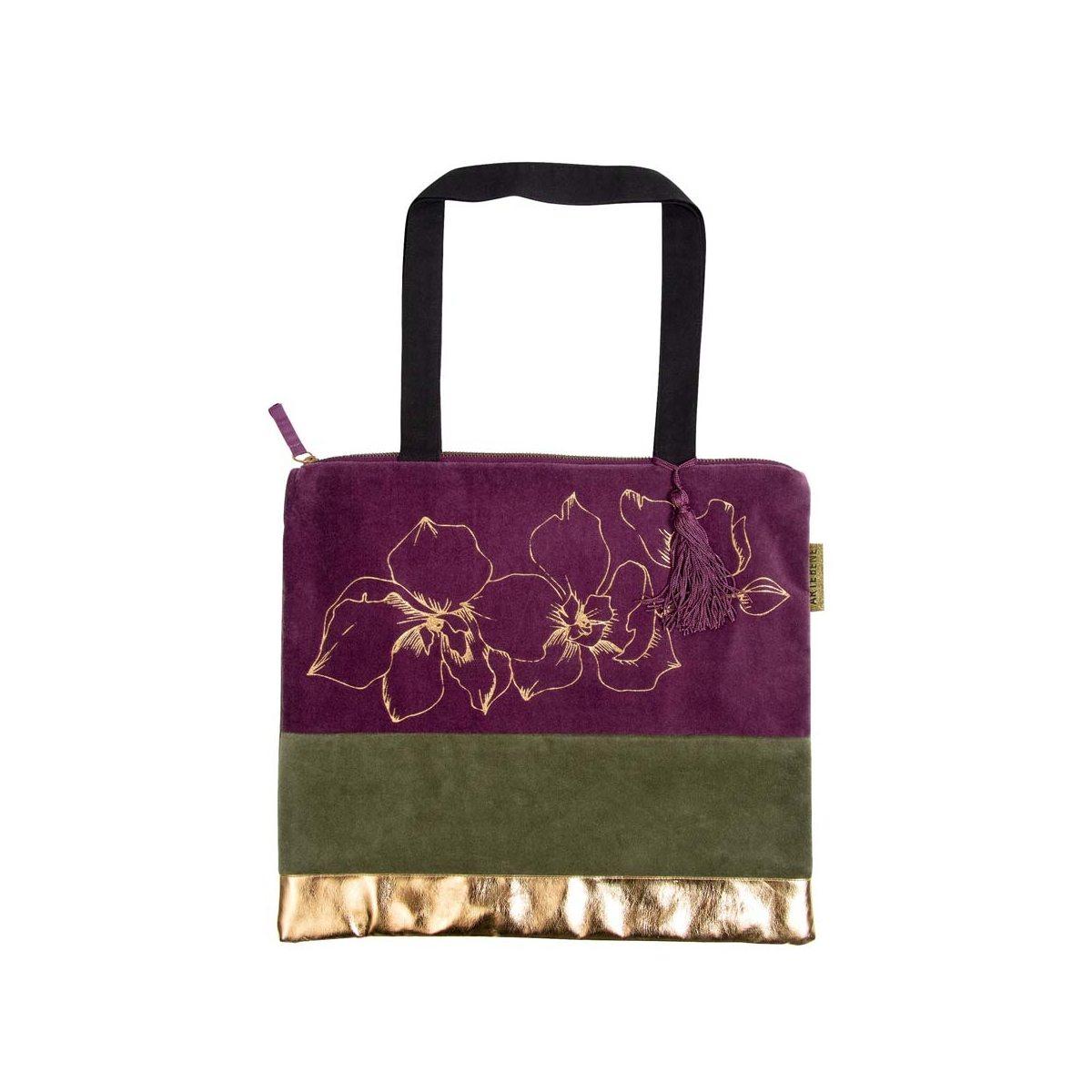 Borsa in velluto 40x35 cm con zip serie finest orchids