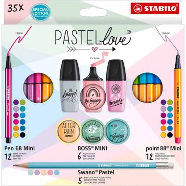 Set mini world pastel love 35 pezzi stabilo