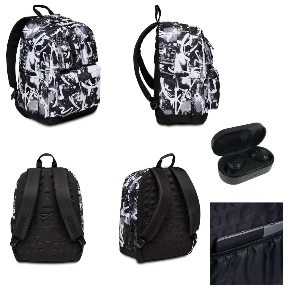 Zaino seven the double pro xxl pockets con earphones wireless
