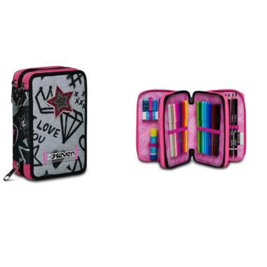 Astuccio seven 3 zip - zipper glamy girl