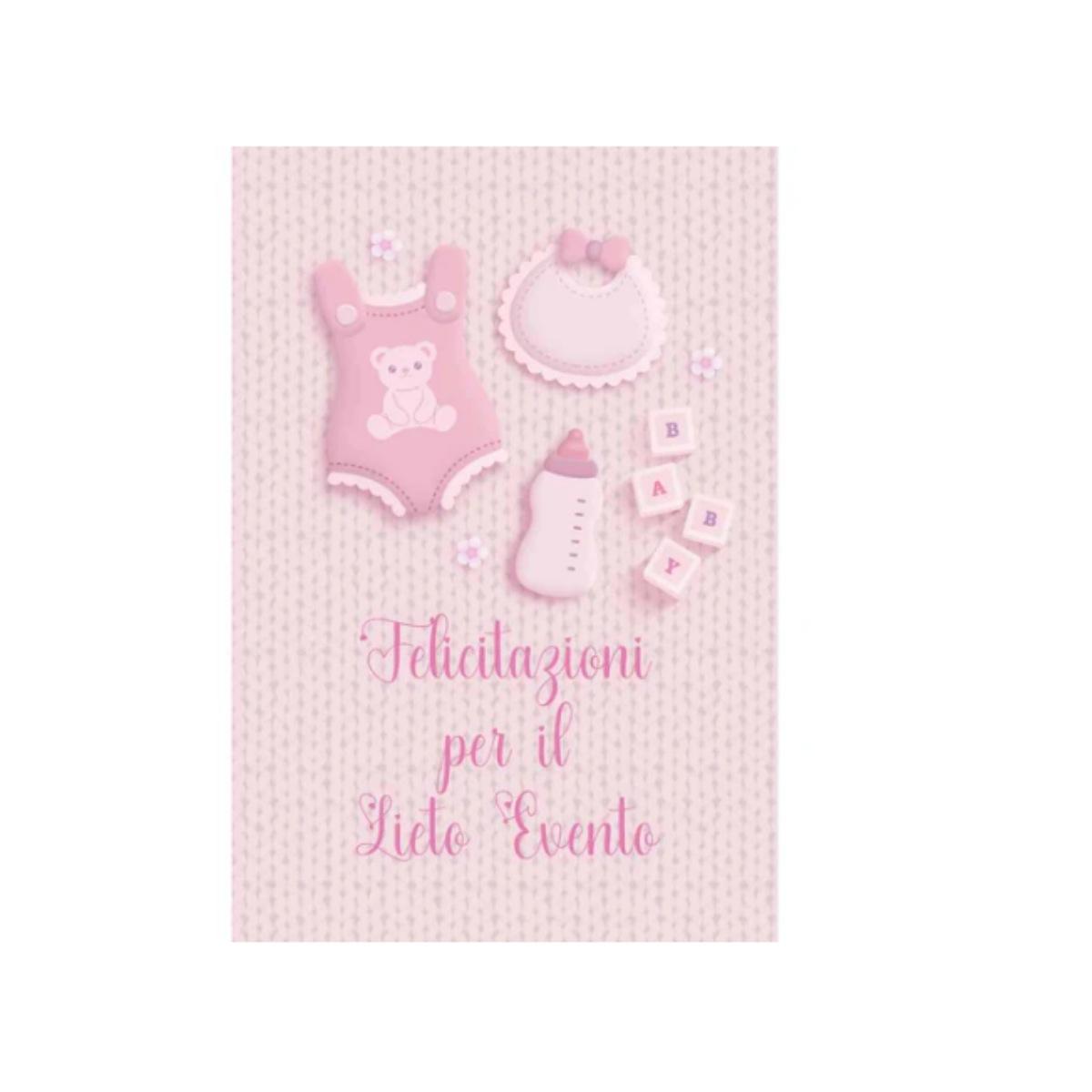 Biglietto felicitazioni  per  il  lieto  evento rosa
