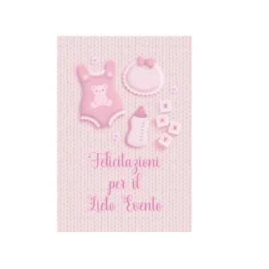 Biglietto felicitazioni  per  il  lieto  evento rosa